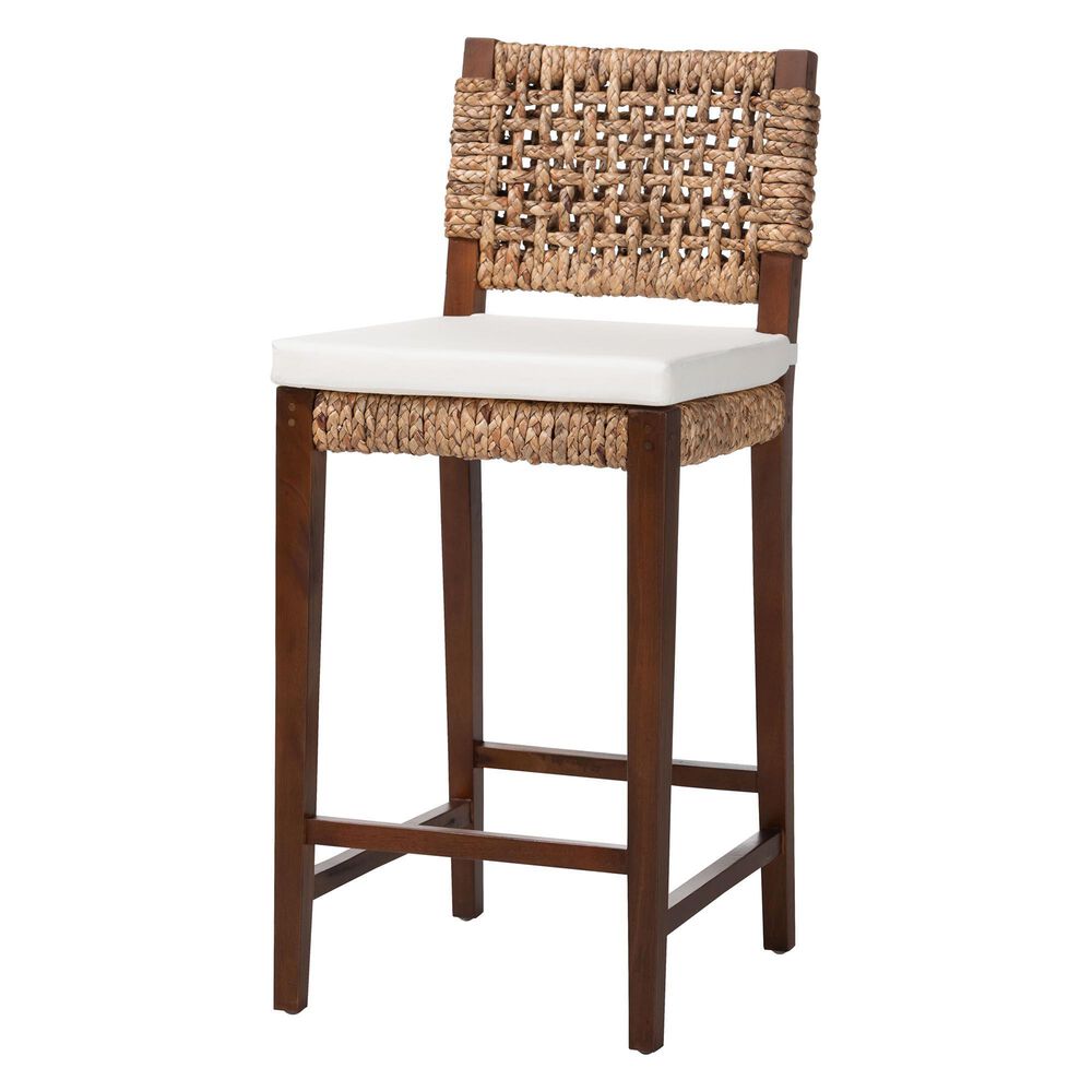Baxton Studio Alise Bar Stool in Earthy Brown and Natural Brown, , large