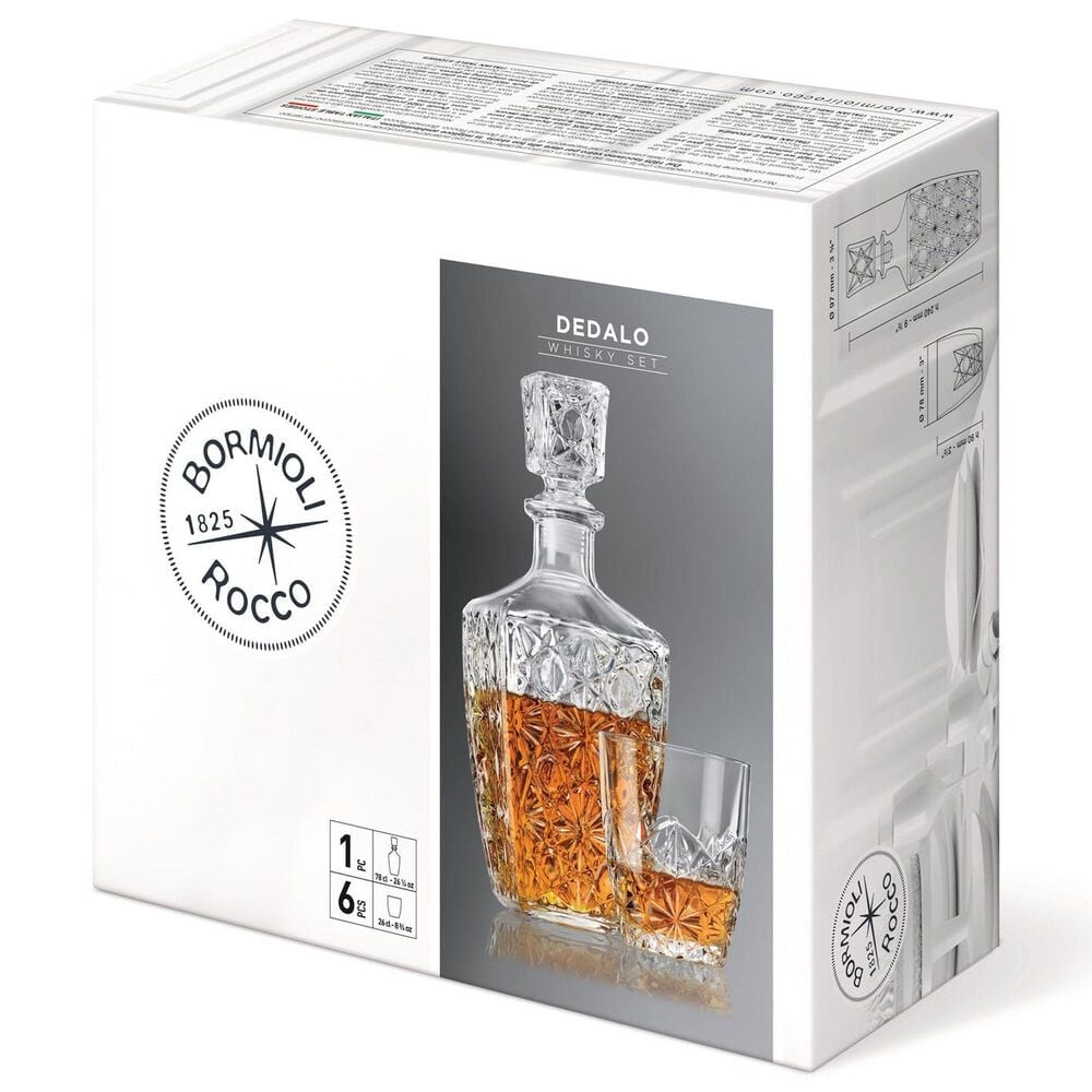 Bormioli Dedalo 7-Piece Whiskey Decanter and Glasses Set in Clear, , large