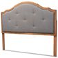 Baxton Studio Gala Queen Panel Headboard with Dark Grey Fabric in Walnut Brown, , large