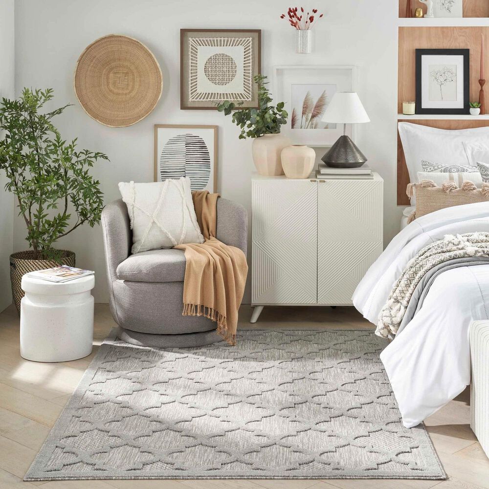 Nourison Easy Care 5&#39; x 7&#39; Silver Grey Indoor/Outdoor Area Rug, , large