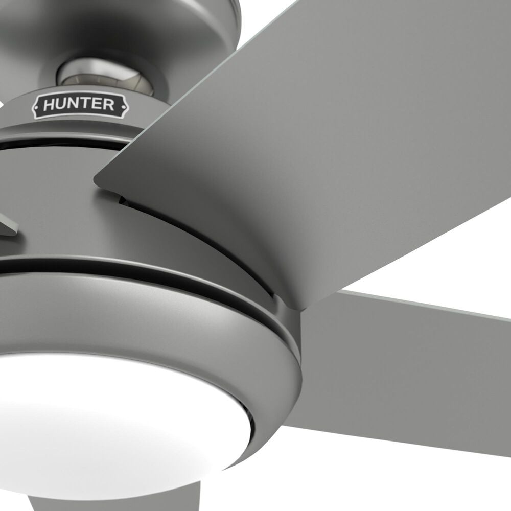 Hunter Zayden 52&quot; Ceiling Fan with LED Light in Matte Silver, , large