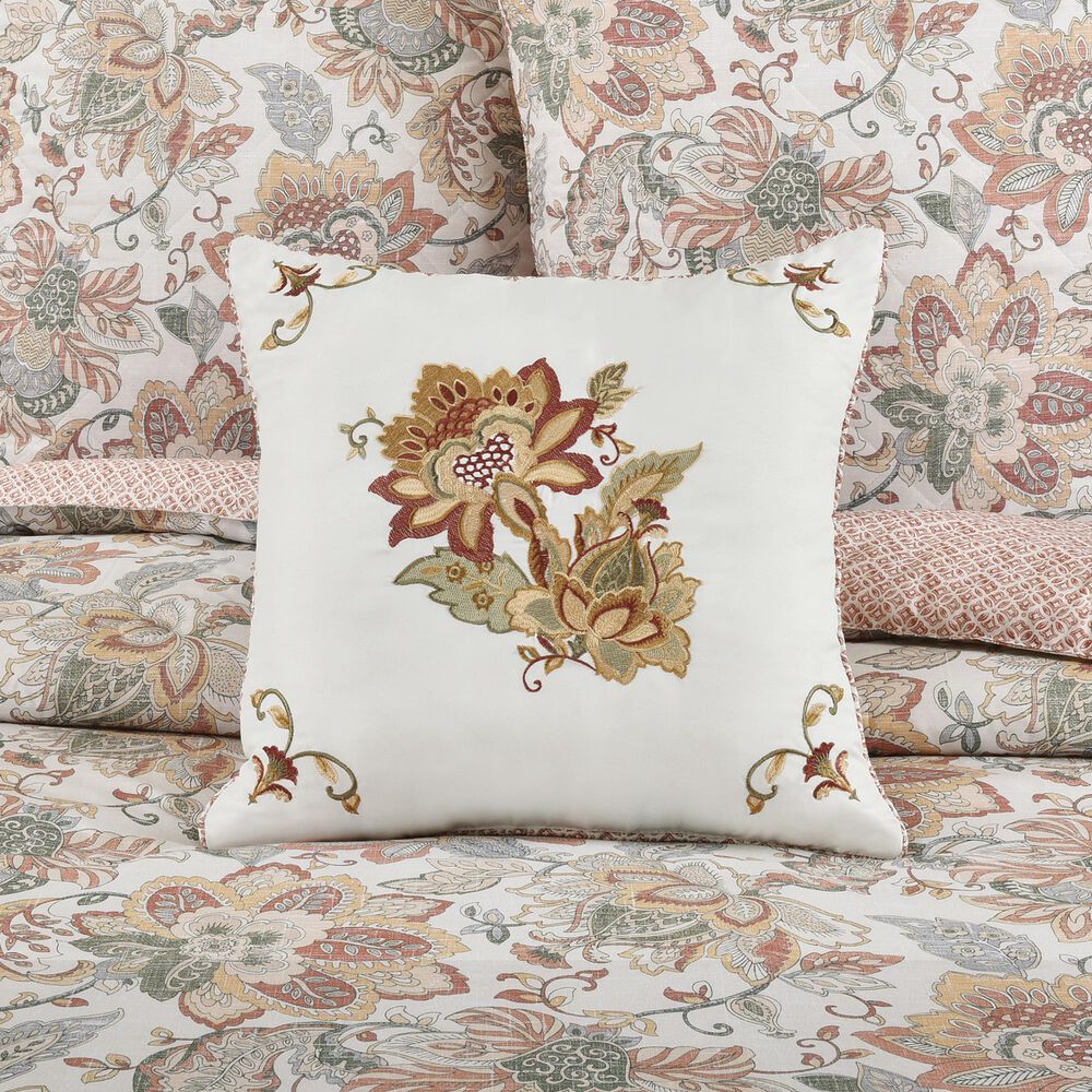 J. Queen New York Janessa 16&quot; Square Throw Pillow in Spice, Coral and Gold, , large