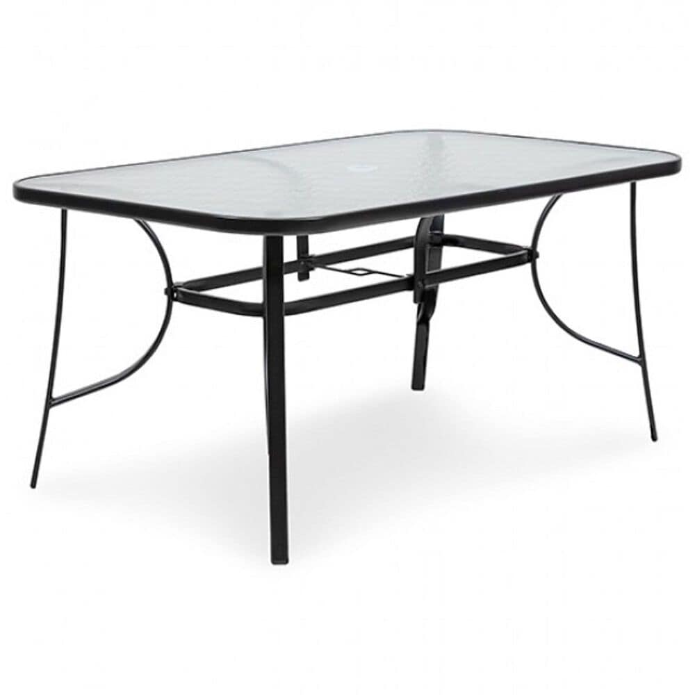 Furniture of America Roan Outdoor Dining Table with Umbrella Hole in Black - Table Only, , large