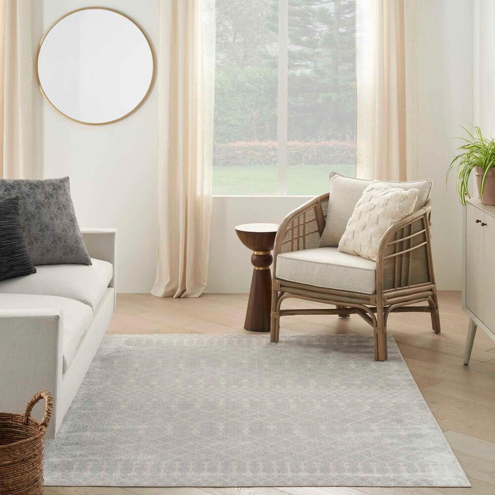 Nourison Astra Machine Washable 5&#39;3&quot; x 7&#39; Grey Area Rug, , large