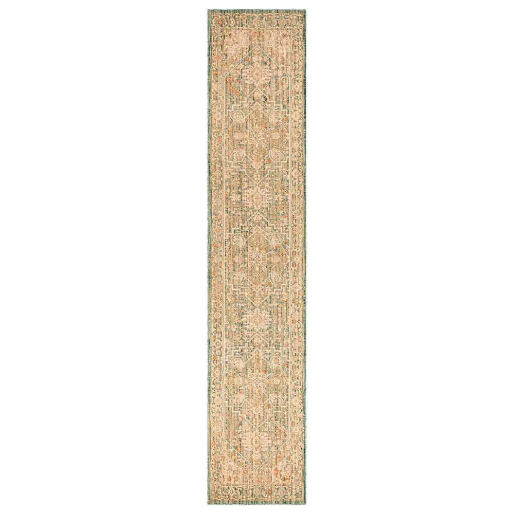 Nourison Antique Bloom Teal 2"4" x 12" Runner, , large