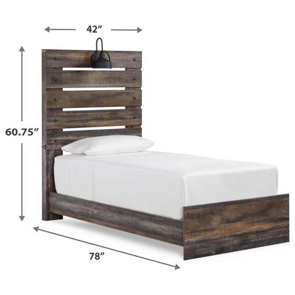 Ashley Drystan Twin Panel Bed in Rustic Brown, , large
