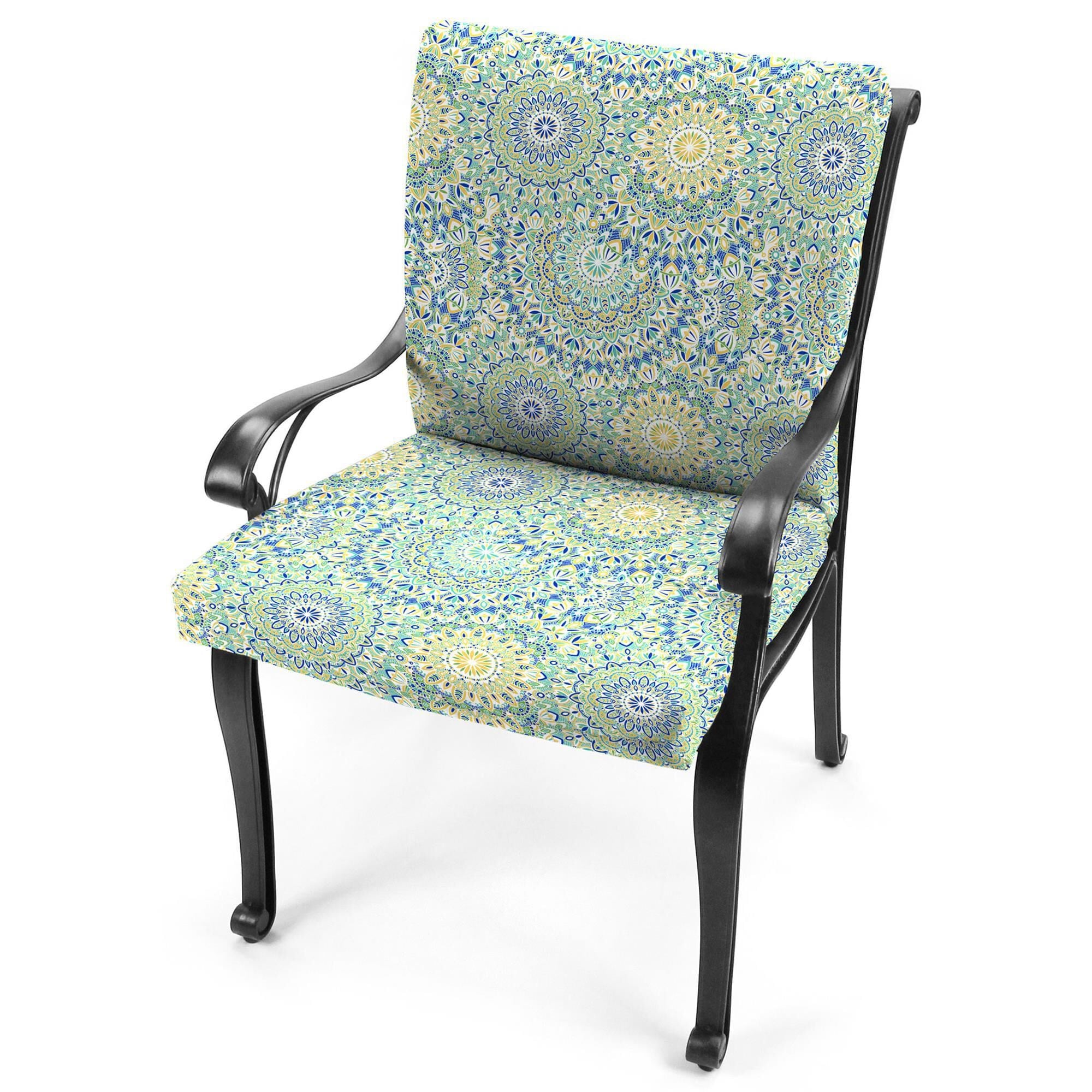 Jordan Manufacturing 21 x 44 Rectangular Outdoor Clean Chair Cushion with Ties in Alonzo Fresco NFM