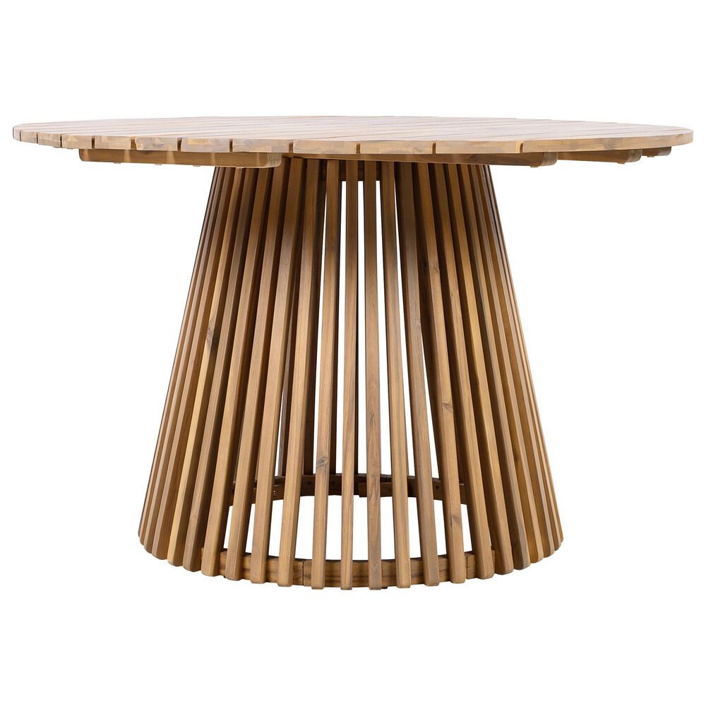 Hearth and Haven 5-Piece Outdoor Dining Set with Cream Cushion in Light Teak, , large