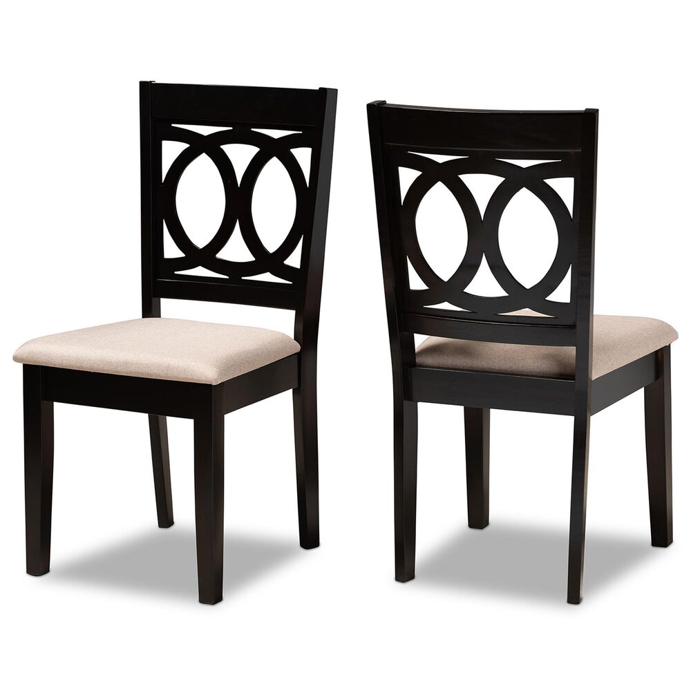 Baxton Studio Lenoir Side Chair with Sand Cushion in Espresso Brown (Set of 2), , large