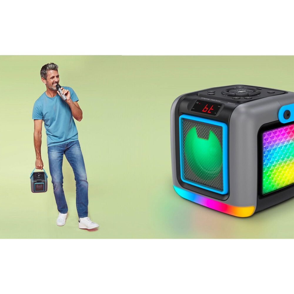 Singing Machine Mini Cube Karaoke System with Wireless Microphone in Grey, , large