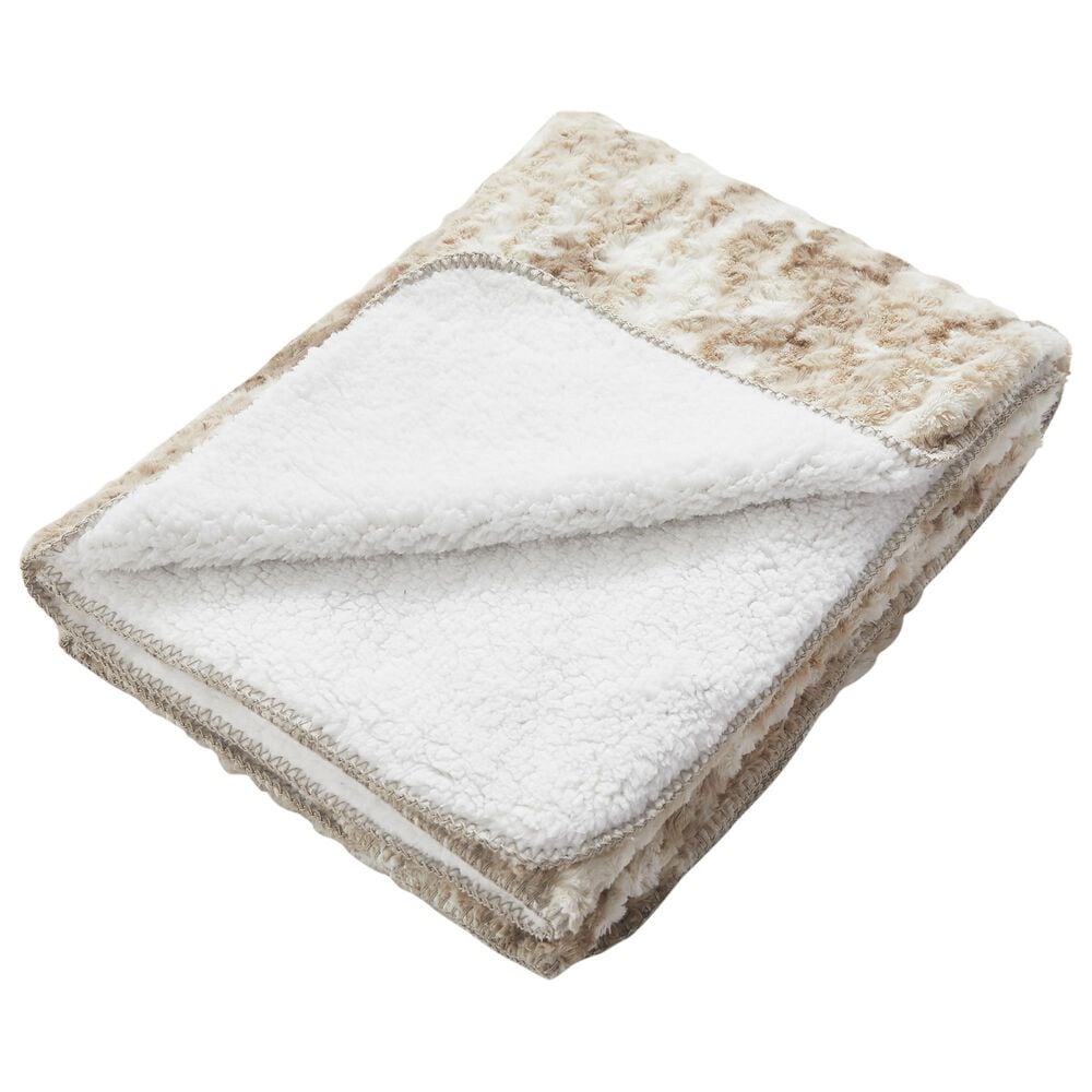 Duke Imports Root Beer Float Plush Throw in Brown, Beige and White, , large