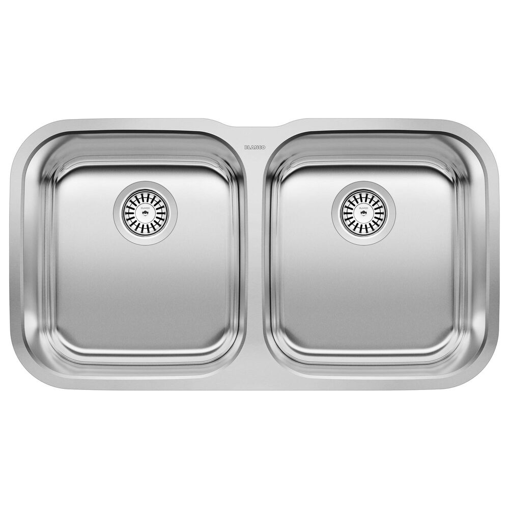 Blanco Stellar 33&quot; Equal Double Bowl Kitchen Sink in Refined Brushed, , large