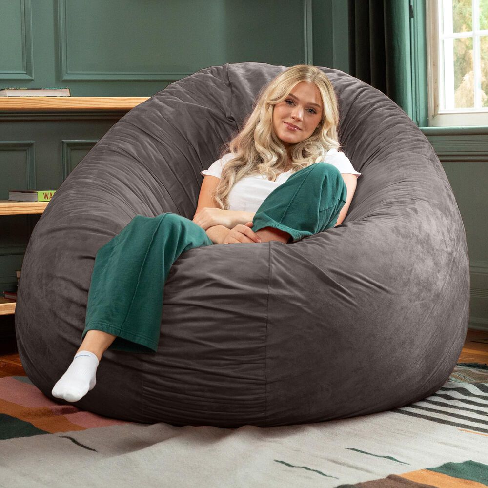 Jaxx 6&#39; Cocoon Large Bean Bag Chair in Charcoal, , large