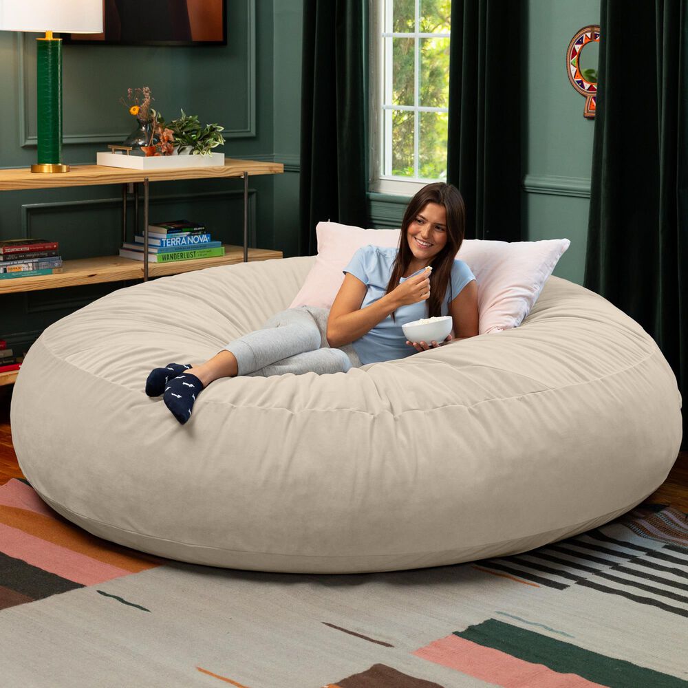 Jaxx Cocoon 6&#39; Oversized Bean Bag Chair in Ivory, , large