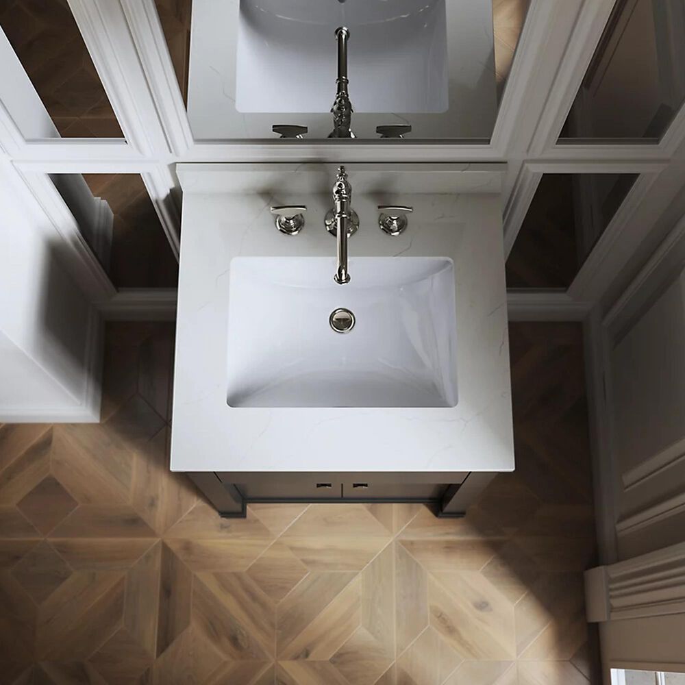 Kohler Alouette 24" Single Bathroom Vanity in Ferrous Grey with 2 cm White Quartz Top and Rectangular Sink, , large