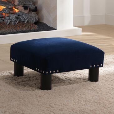 Jennifer Taylor Home Jules Square Accent Footstool Ottoman in Navy Blue, , large