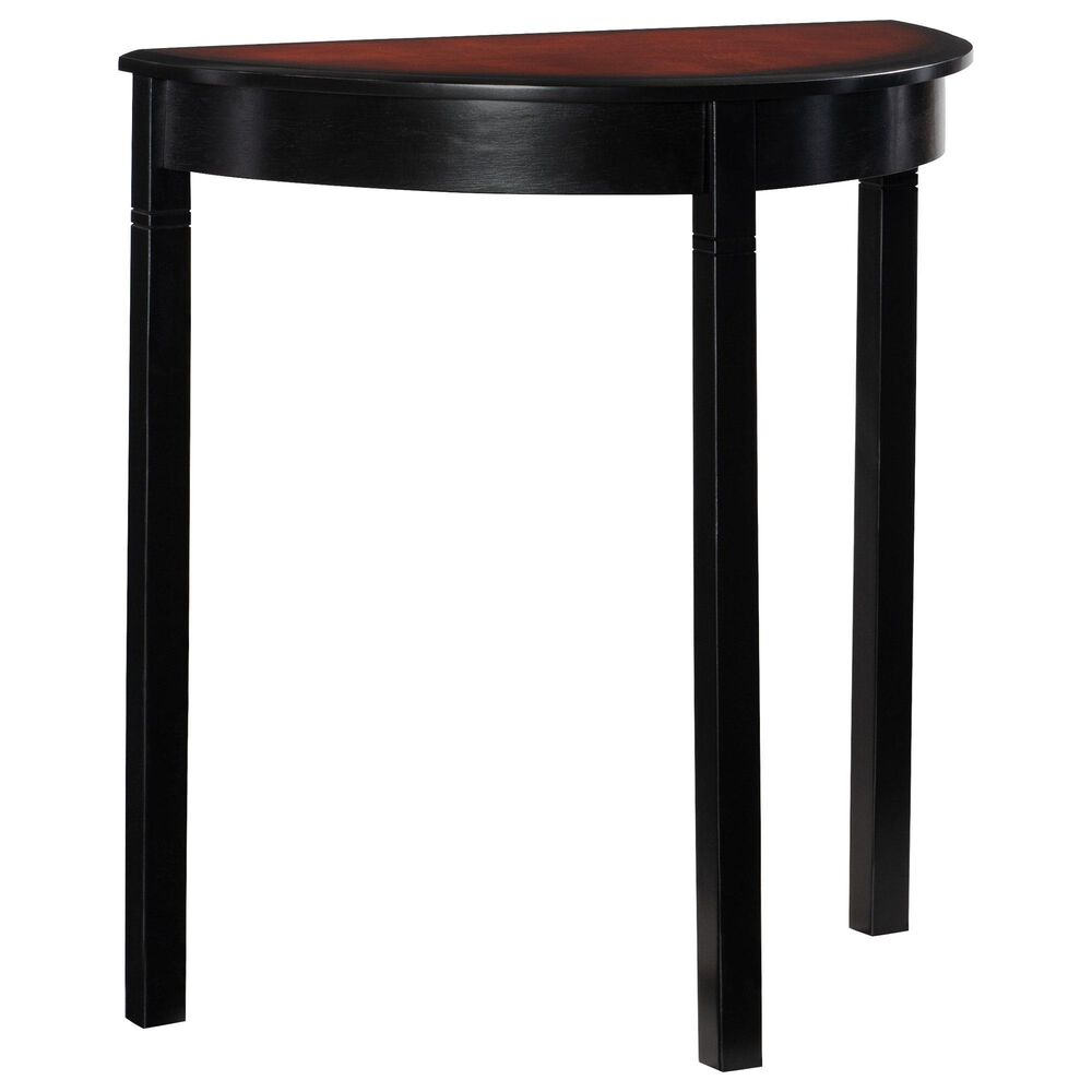 Linon Home Decor Camden Demi Lune Console Table in Black Cherry and Espresso, , large
