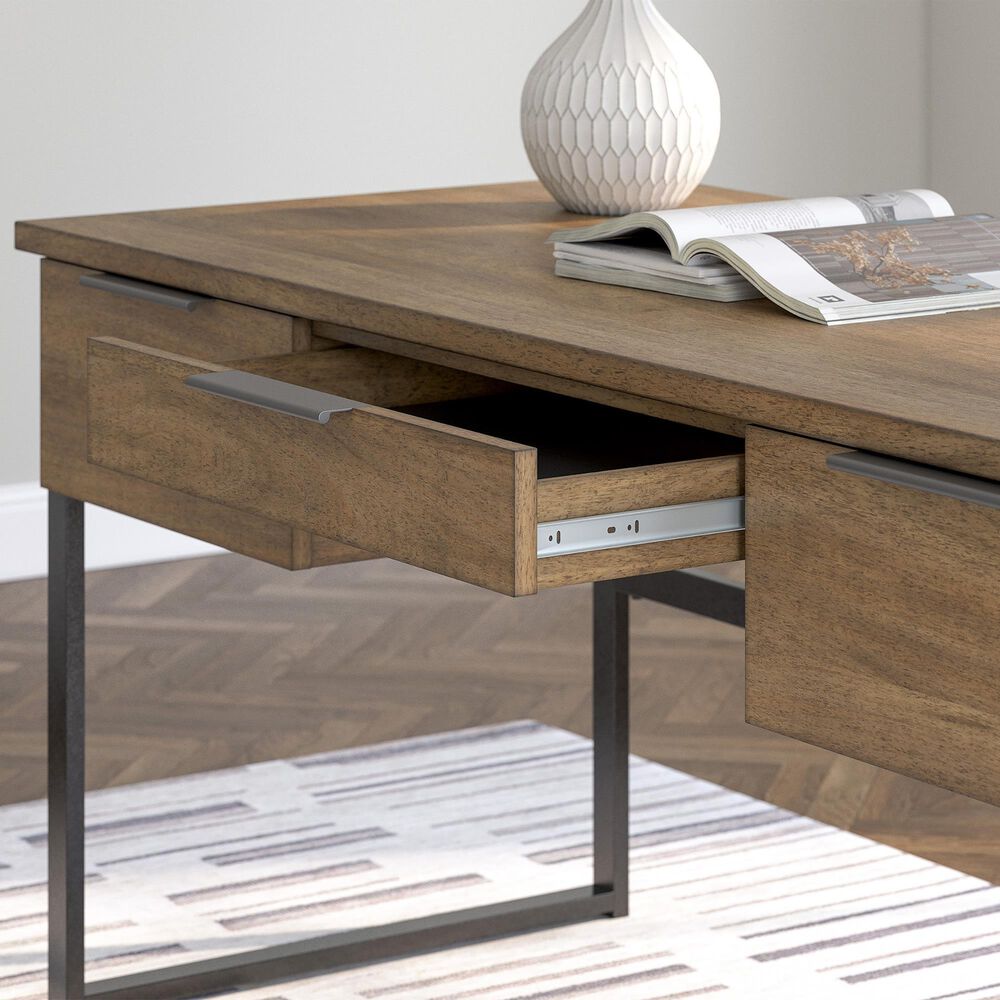 Ashley Montia 67&quot; Writing Desk in Light Brown and Gunmetal Gray, , large