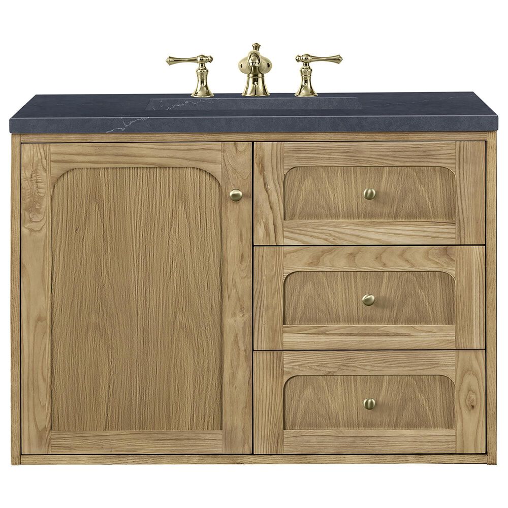 James Martin Vanities Laurent 36&quot; Single Bathroom Vanity in Light Natural Oak with 3 cm Charcoal Soapstone Quartz Top and Rectangular Sink, , large