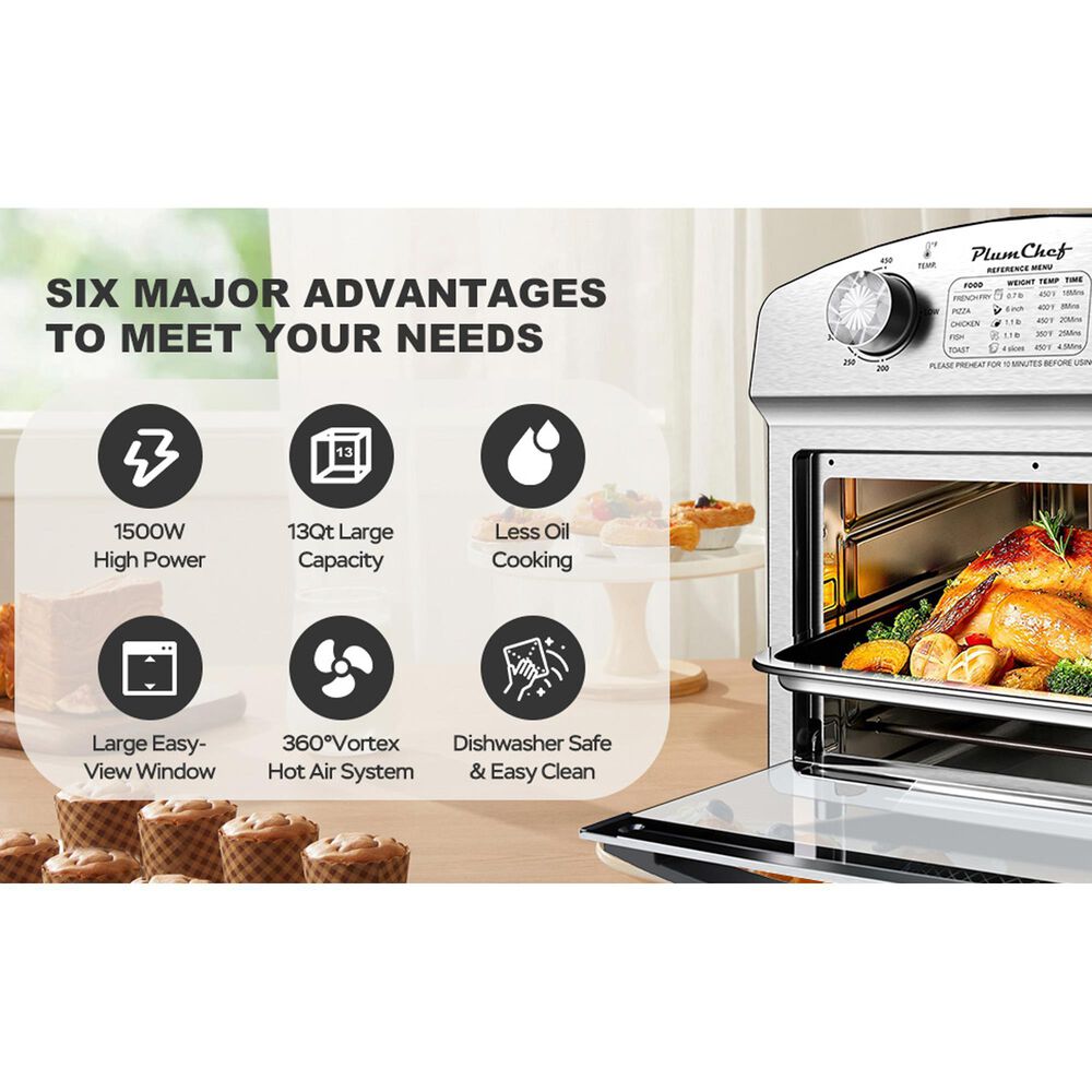 HOMLUX 12.5 Qt 7-In-1 Convection Toaster Oven in Silver, , large