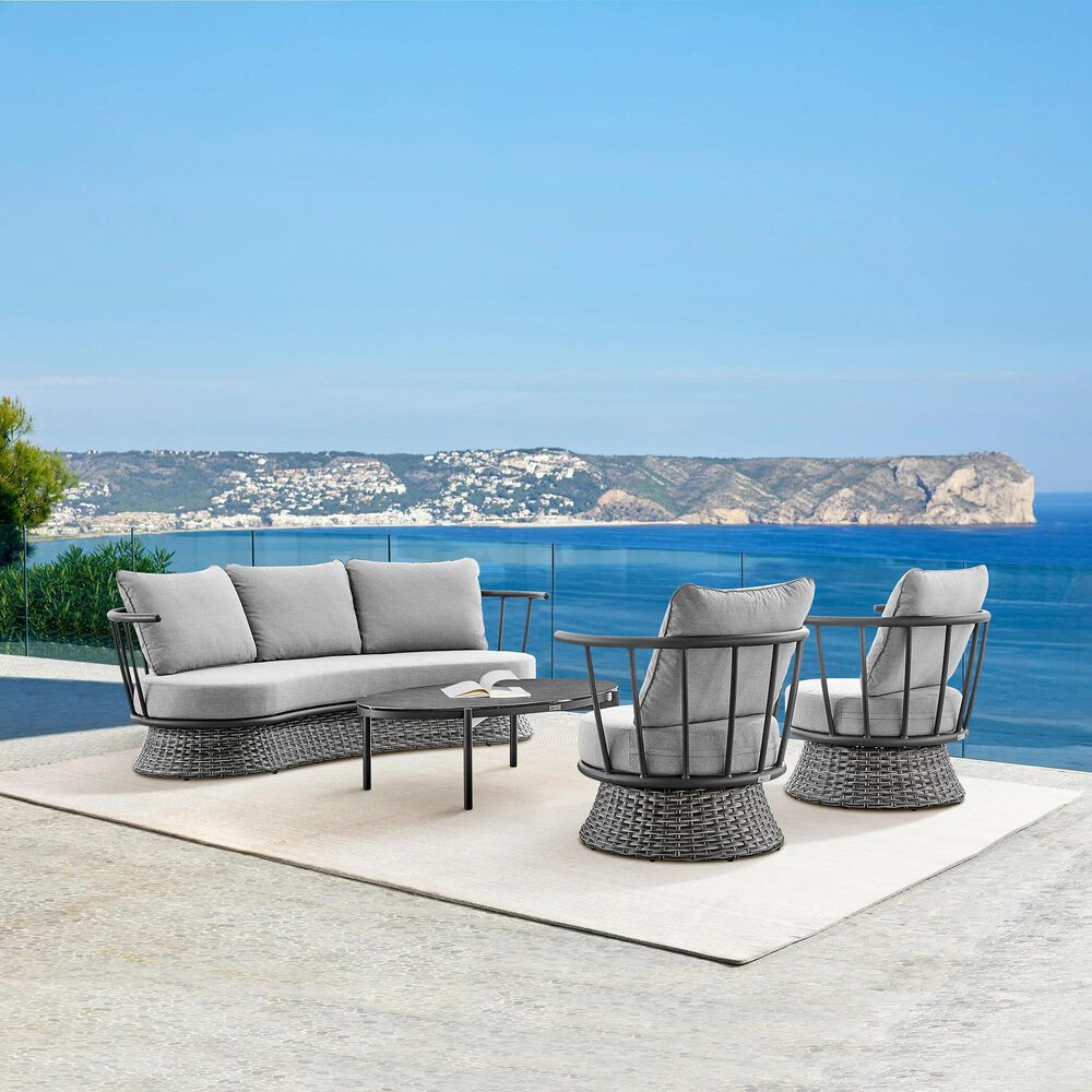 Blue River Monk 4-Piece Patio Conversation Set in Dark Gray and Black, , large