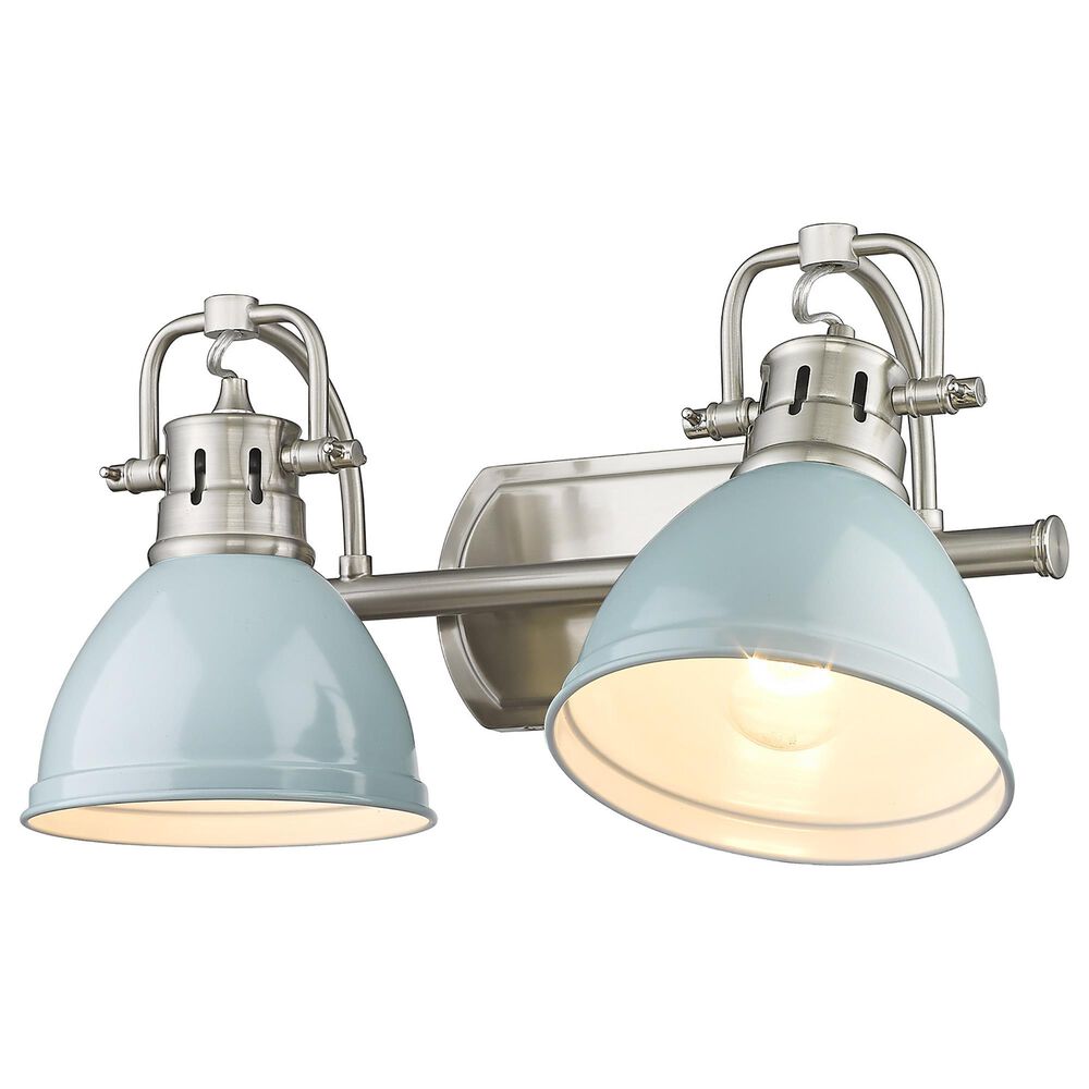 Golden Lighting Duncan 2-Light Bath Vanity in Pewter and Glossy Light Blue, , large