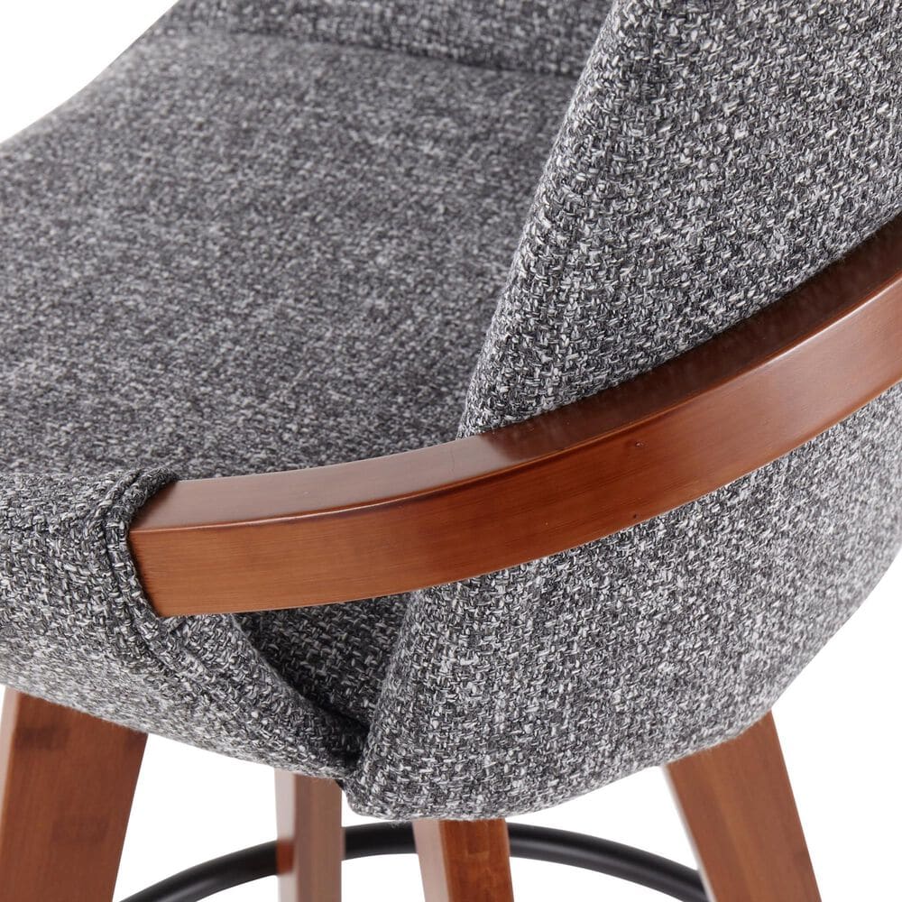 Lumisource Cosmo Swivel Counter Stool with Grey Noise Cushion in Walnut and Black, , large
