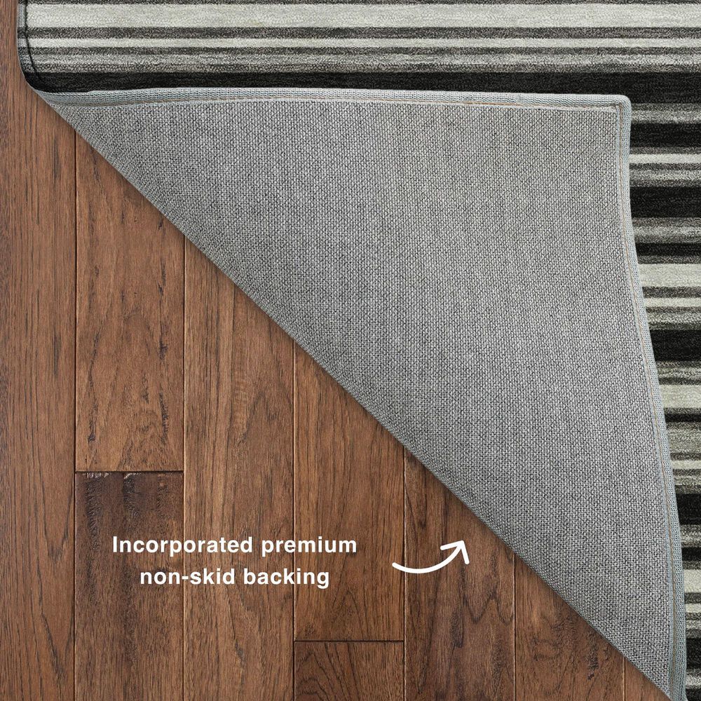 Dalyn Rug Company Soft Essentials Striped Black 2'3" x 7'6" Indoor/Outdoor Runner, , large