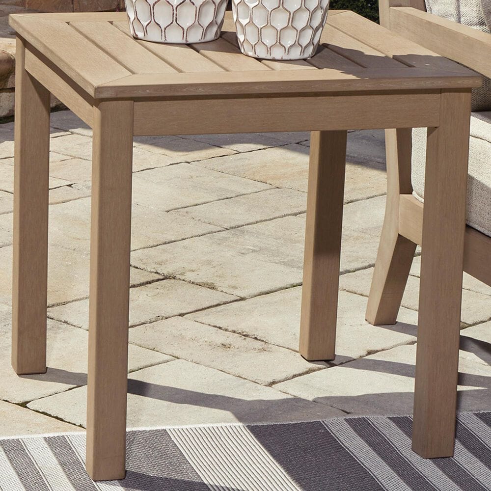 Ashley Hallow Creek Outdoor End Table in Driftwood, , large
