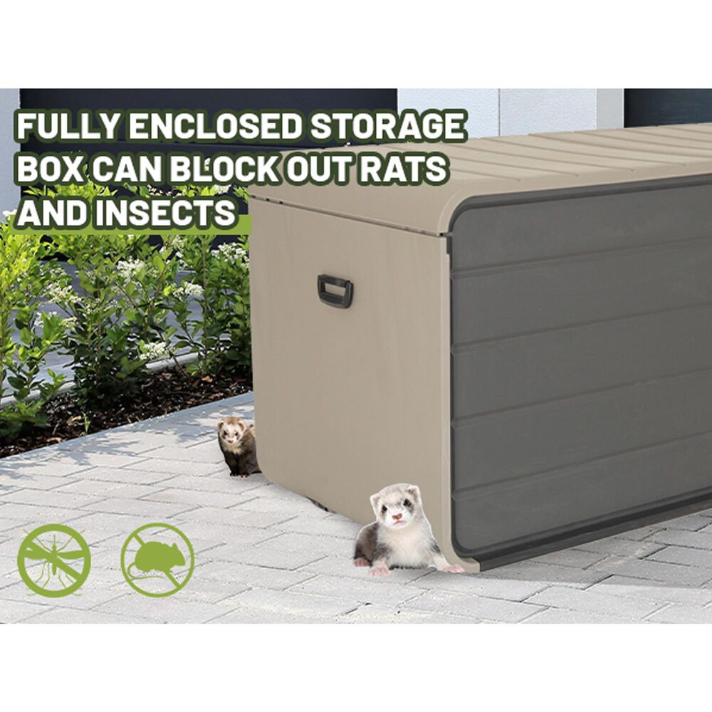 HOMLUX 260 Gal. Outdoor Storage Deck Box with Lock and Wheels in Gray, , large