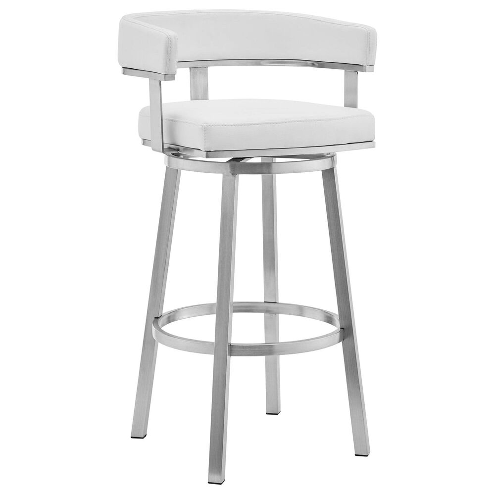 Blue River Lorin 26" Swivel Counter Stool with White Cushion in Stainless Steel, , large