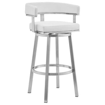 Blue River Lorin 26" Swivel Counter Stool with White Cushion in Stainless Steel, , large