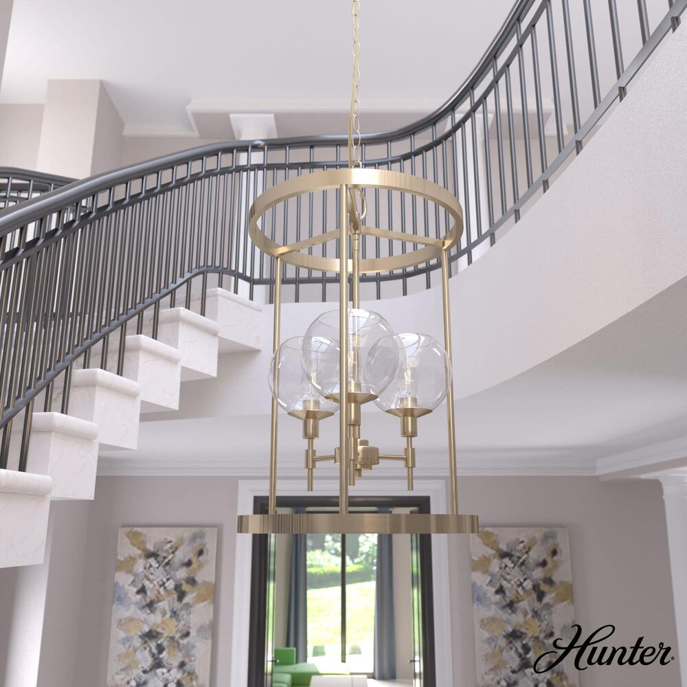 Hunter Xidane 3-Light Foyer Lantern in Alturas Gold, , large