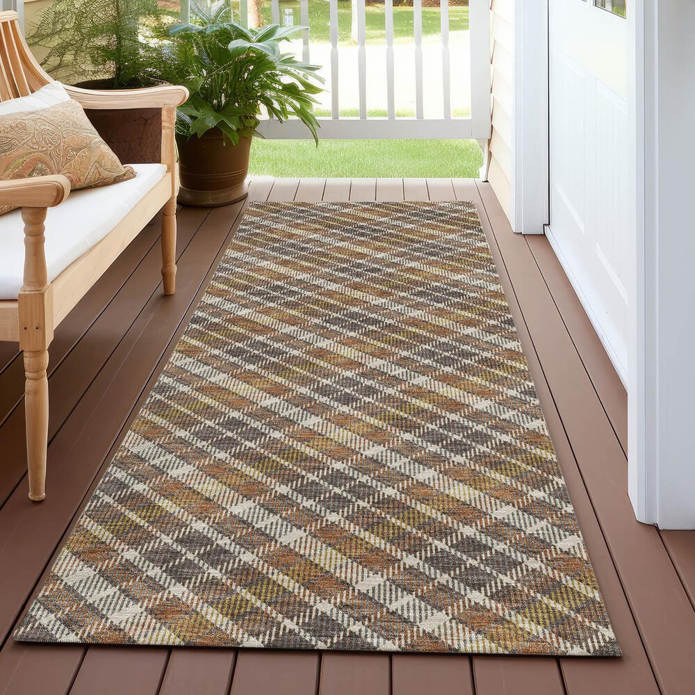 Dalyn Rug Company Soft Essentials Plaid Earth 2'3" x 7'6" Indoor/Outdoor Runner, , large