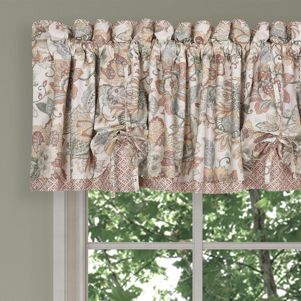 J. Queen New York Janessa 72&quot; x 17&quot; Window Straight Valance in Coral, Gold and Spice, , large