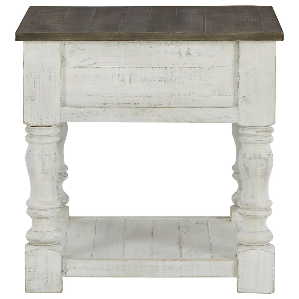 Ashley Havalance End Table in Distressed Vintage White and Weathered Gray, , large