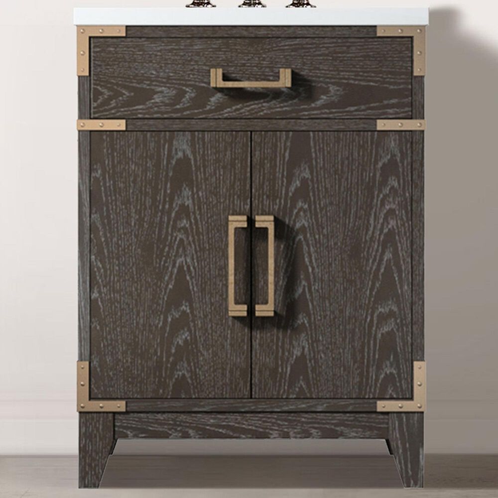 Lexora Home Laurel 24" Single Bathroom Vanity in Brown Oak with White Acrylic Top and Rectangular Sink, , large