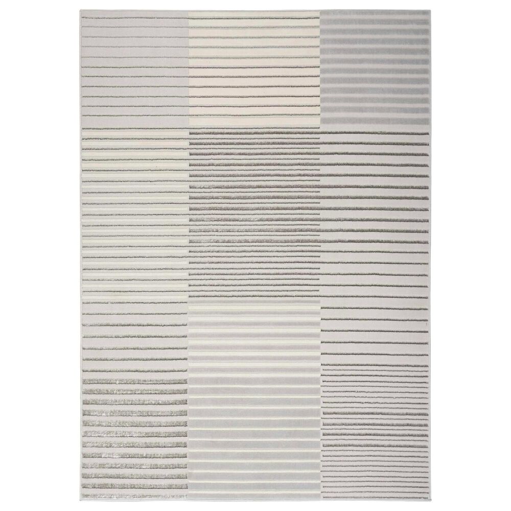Nourison Brushstrokes 5"3" x 7"3" Silver and Grey Area Rug, , large