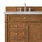 James Martin Vanities Brittany 36" Single Bathroom Vanity in Saddle Brown with 3 cm Victorian Silver Quartz Top and Rectangular Sink, , large