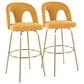 LumiSource Ava Swivel Bar Stool with Yellow Fabric Upholstery in Gold (Set of 2), , large