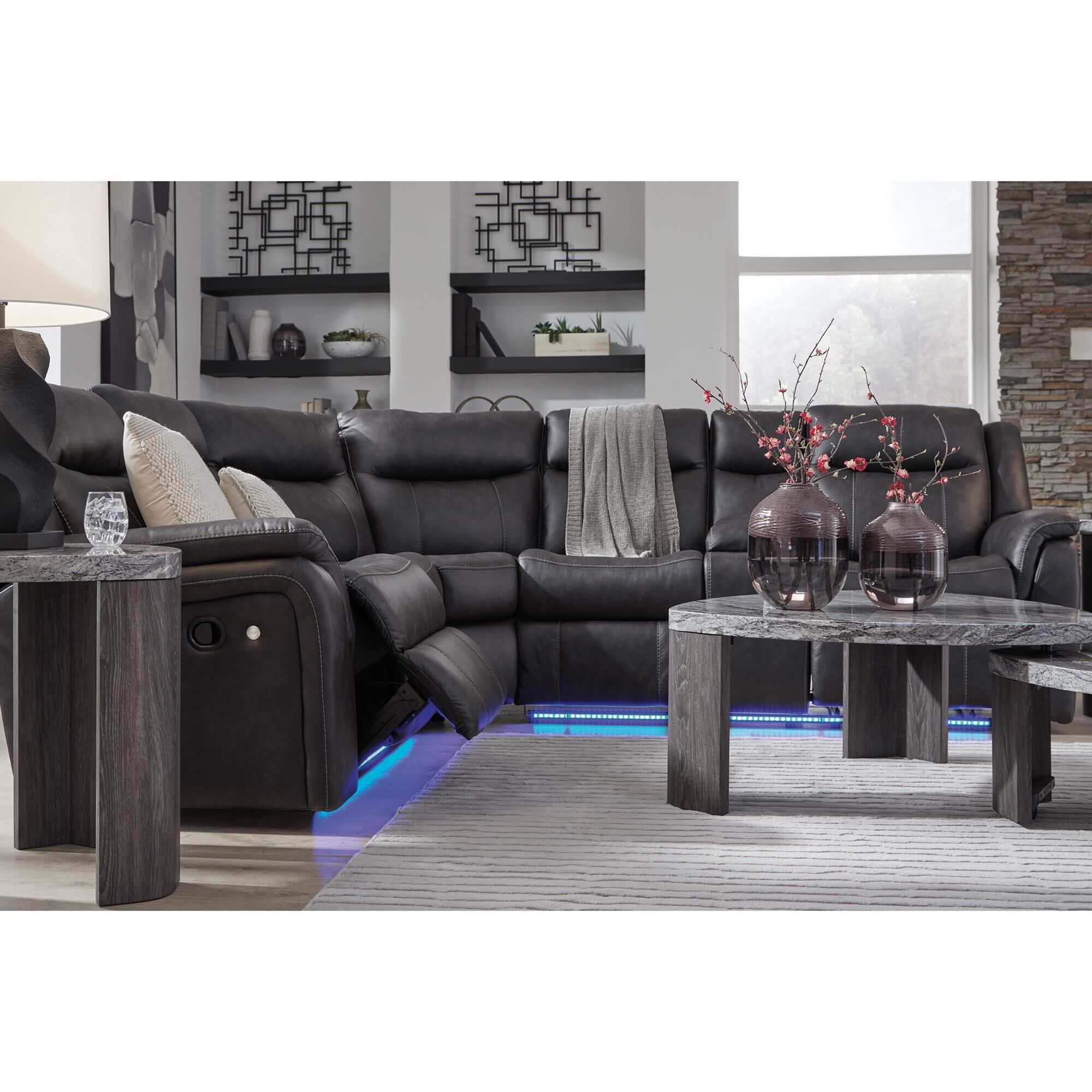 Ashley Sultan Meadow 2-Piece Manual Reclining Sectional in Carbon