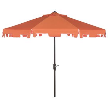 Safavieh Zimmerman 9 Ft Crank Market Umbrella With Flap in Orange, , large