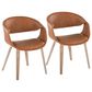 LumiSource Curvo Arm Chair with Camel Faux Leather Cushion in Whitewashed (Set of 2), , large