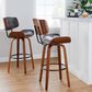 LumiSource Lombardi 30" Swivel Barstool with Grey Faux Leather Upholstery in Walnut and Black (Set of 2), , large