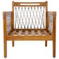 Hearth and Haven Outdoor Club Chair with Handwoven Rope Armrest and Light Teak Frame in Cream, , large