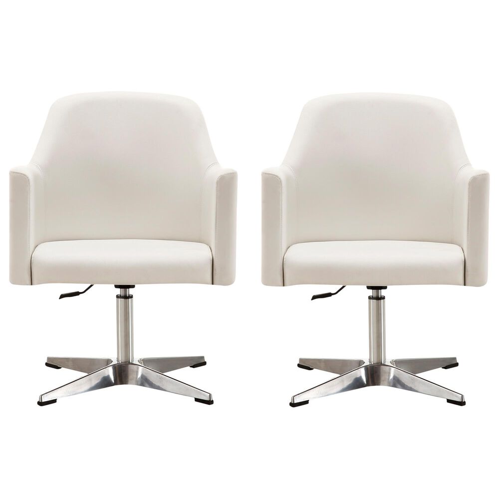 Dayton Pelo Adjustable Swivel Accent Chair in White &#40;Set of 2&#41;, , large
