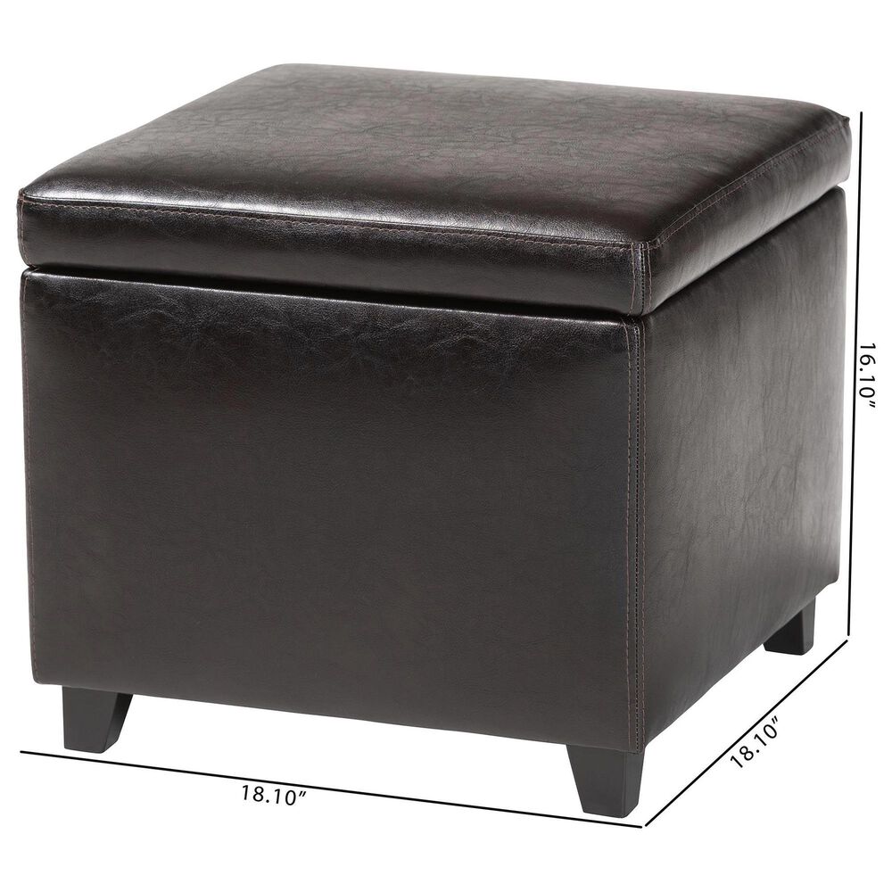 Baxton Studio Small Cube Storage Ottoman in Dark Brown, , large