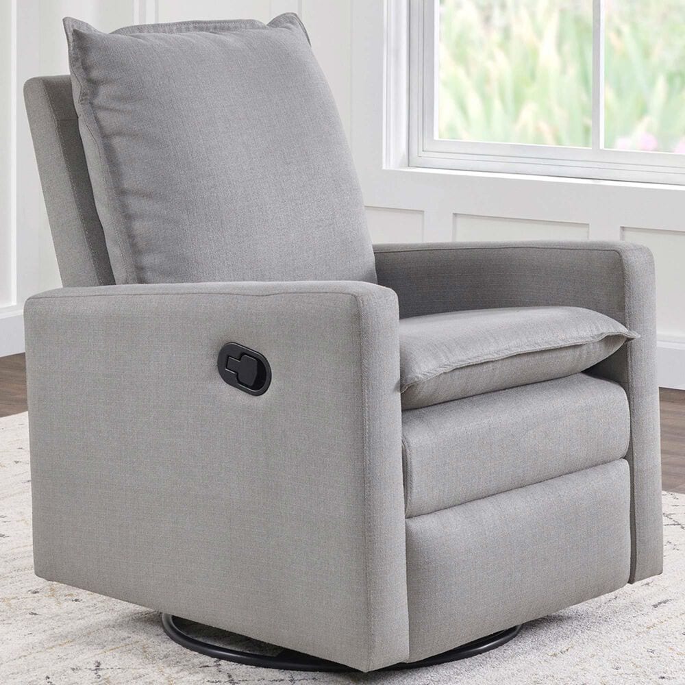 M Design Village Uptown Swivel Push Back Rocker Recliner in Gray, , large