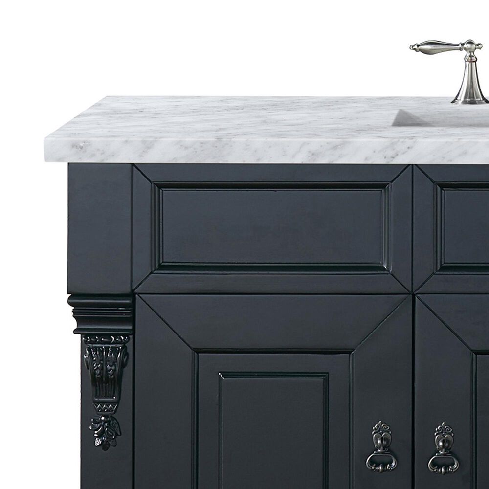 James Martin Vanities Brookfield 48&quot; Single Bathroom Vanity in Antique Black with 3 cm Carrara White Marble Top and Rectangle Sink, , large