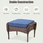 Hearth and Haven Patio Wicker Ottoman with Brown Rattan in Blue (Set of 2), , large